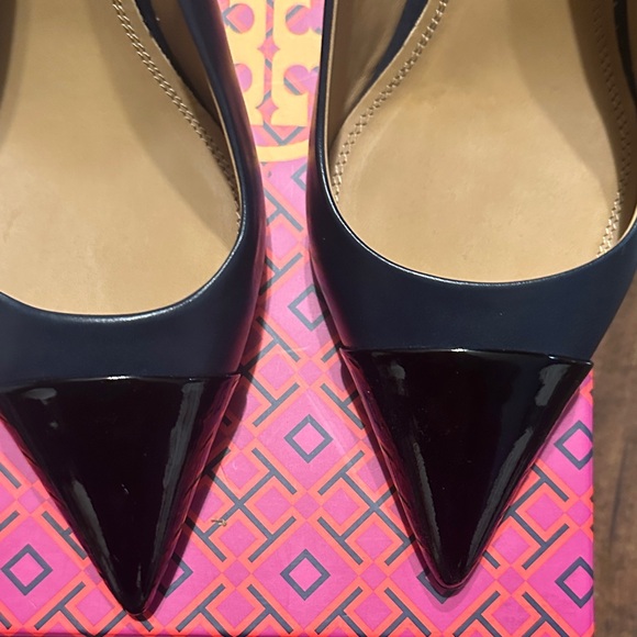 Tory Burch Penelope Slingback -NIB-3” Heel Navy Cap Toe Heels-Made in Italy - Picture 3 of 14